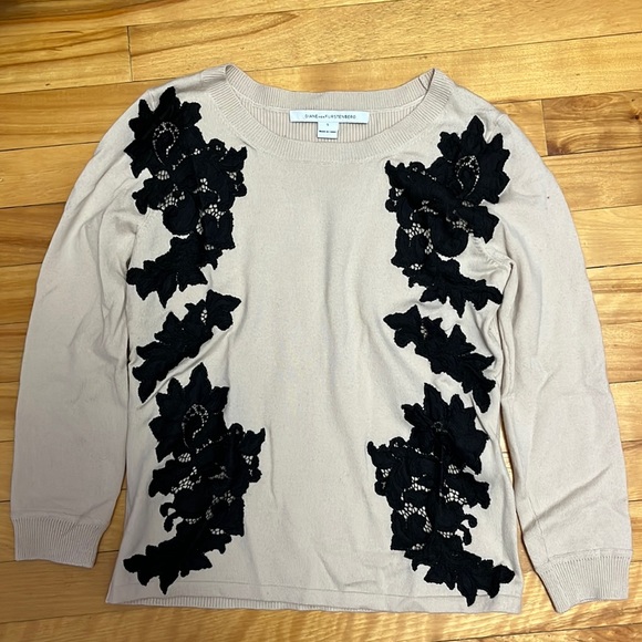 Diane Von Furstenberg Sweaters - Diane vonFurstenberg cream and black lace sweater